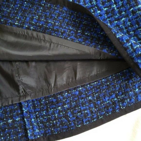 J. Crew mini skirt Shirttail Mini piped tweed blue and light blue cotton wool 4 - Picture 4 of 15